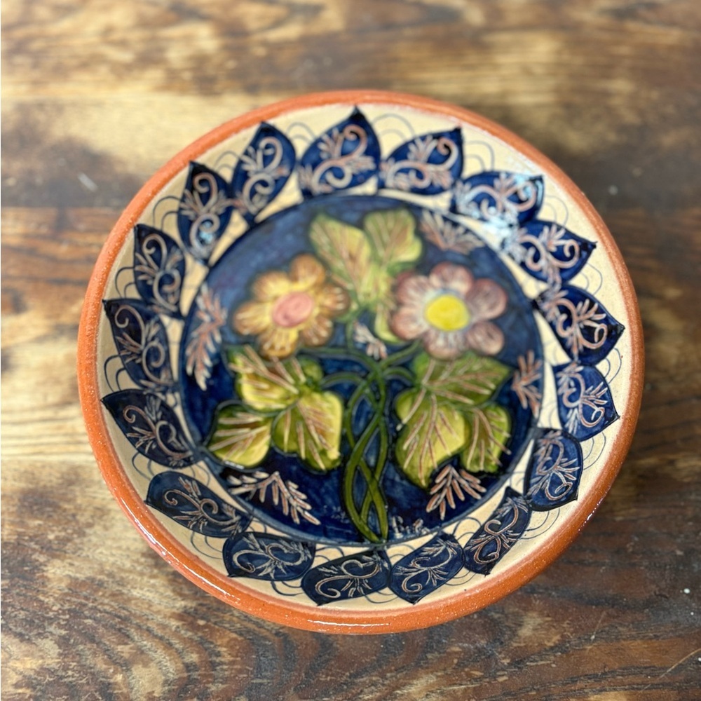Vintage Handcrafted Floral Ceramic Bowl